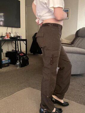 Y2K Vintage Express Brown Wool Knit Cargo Pants